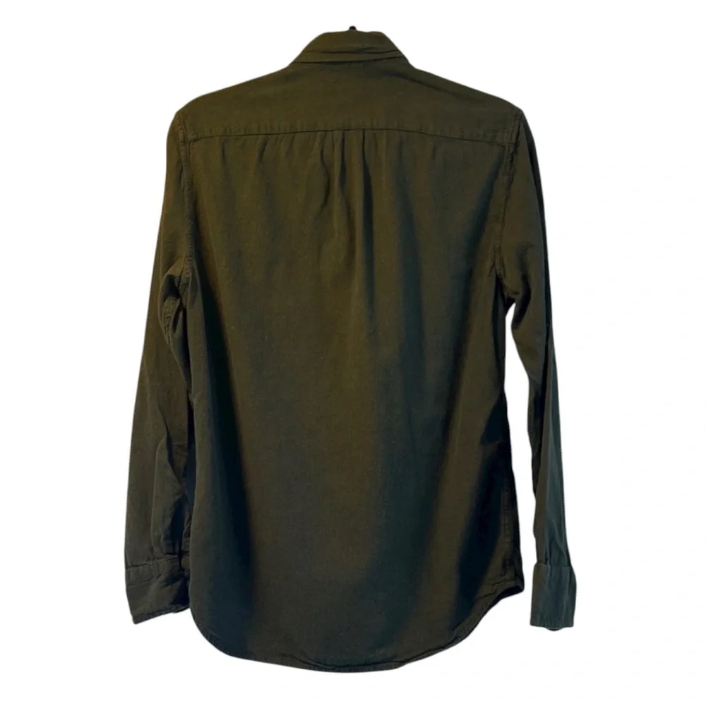 J. Crew Men's Classic Brushed Twill Casual Olive Button-Down Shirt Size S EUC